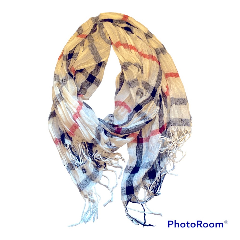 Christmas White, Red and Black Plaid Scarf Shaw Shrug Wrap